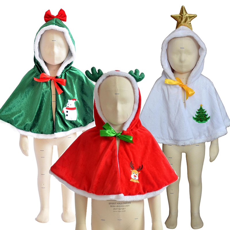 Elf Costume Christmas - Grüne Elfe Weihnachten Kapuzenponcho Neujahr Outfit