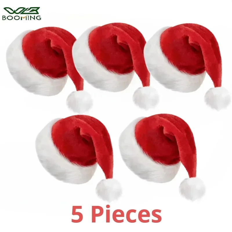 Santa Hat Plush - 5/1PCS Weihnachten Hut Plüsch Erwachsene Kinder