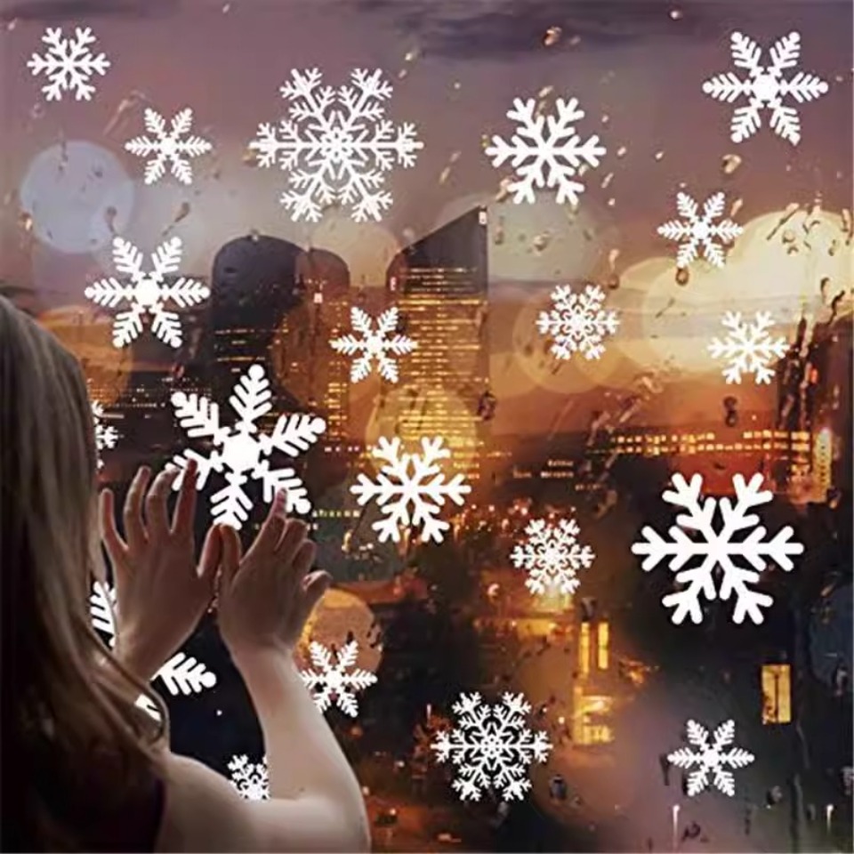 Snowflake Window Decal - 1 Set Schneeflocken-Fensteraufkleber Einweg-Weihnachts-Fensterdekoration Feiertagsdekorationen für