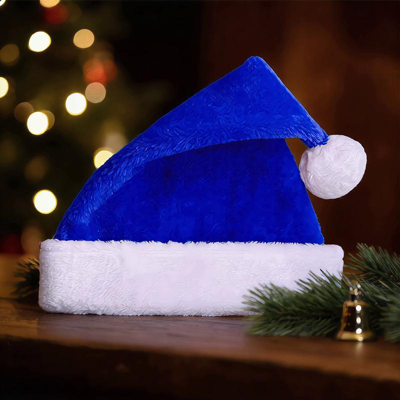 Santa Hat Plush - Weiche Plüsch-Weihnachtsmannmütze mit flauschigem weißem Rand,
