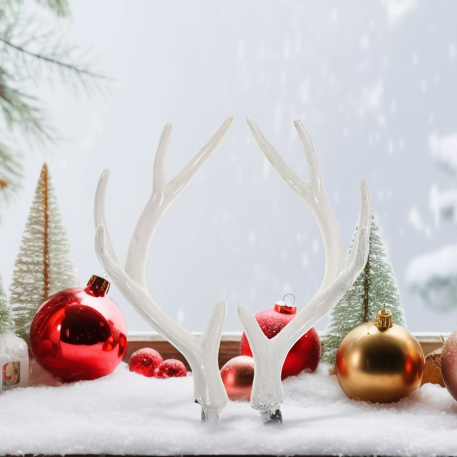 Reindeer Antlers Headband - 1 Paar Lebensechte Weiße Hirschgeweih-Haarreifen 17