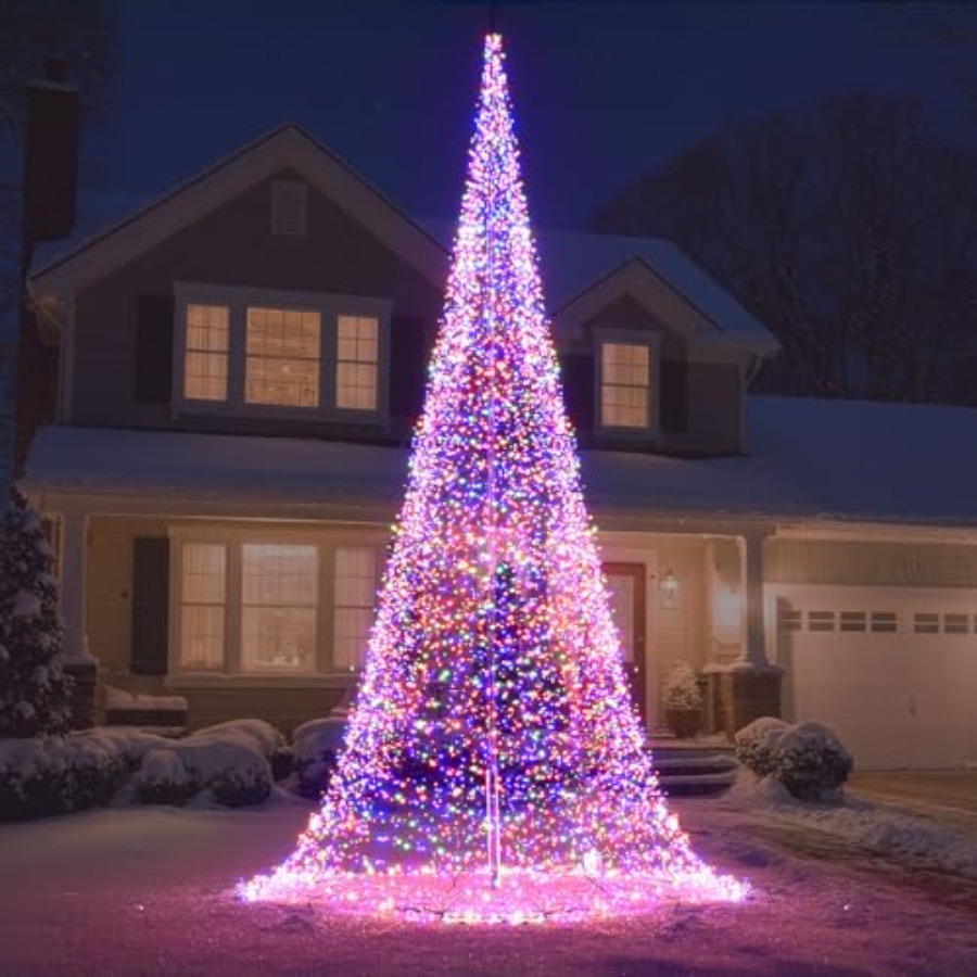 Christmas Lights Outdoor - Outdoor-Fahnenmast mit LED-Weihnachtsbaum, 33 Fuß, 8400