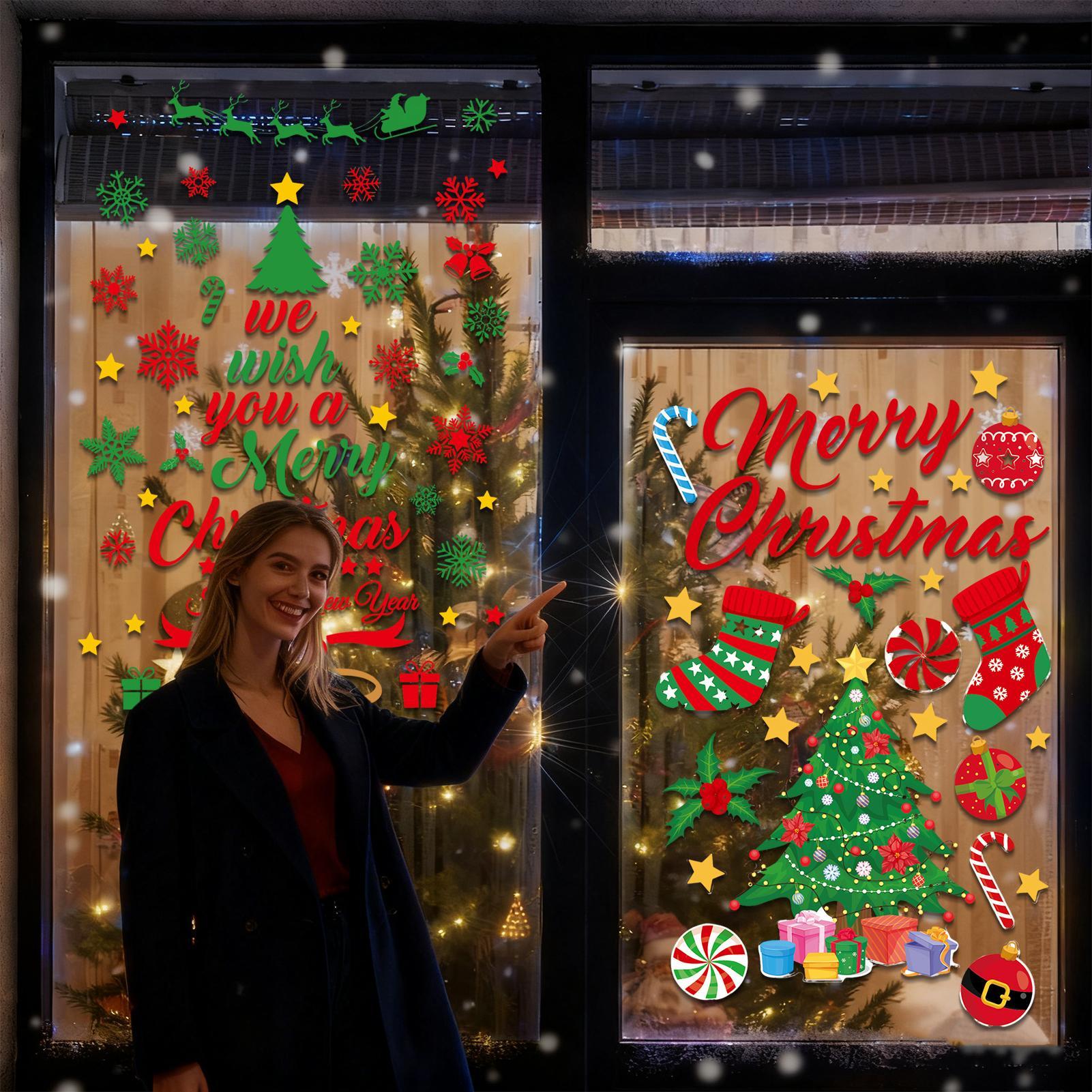 Snowflake Window Decal - 3-teilige Weihnachts-Wandaufkleber, Fensteraufkleber, abnehmbare Aufkleber, Weihnachtsbaum,