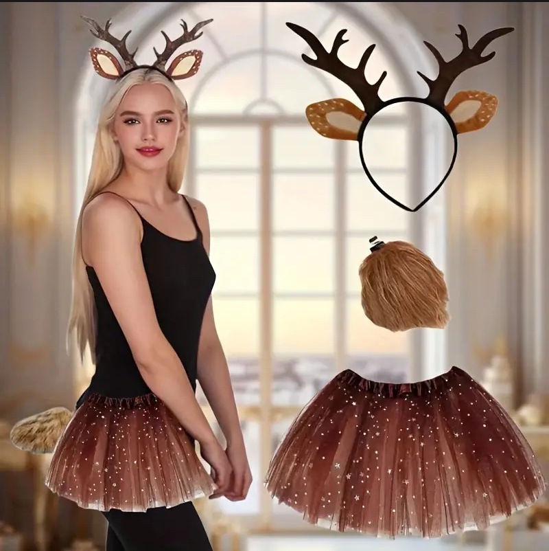 Rentier-Kostüm-Set, Tutu-Rock  – Reindeer Antlers Headband Bewertung und Preis